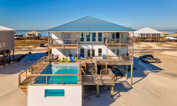 Dauphin Island Casa | Fiebre de la isla - 6 dormitorios, 5 baños, frente a la playa del golfo, acceso para discapacitados