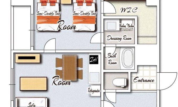 Miyazaki Hotel | Junior Suite Room 2 semidouble beds with kitche / Miyazaki Miyazaki
