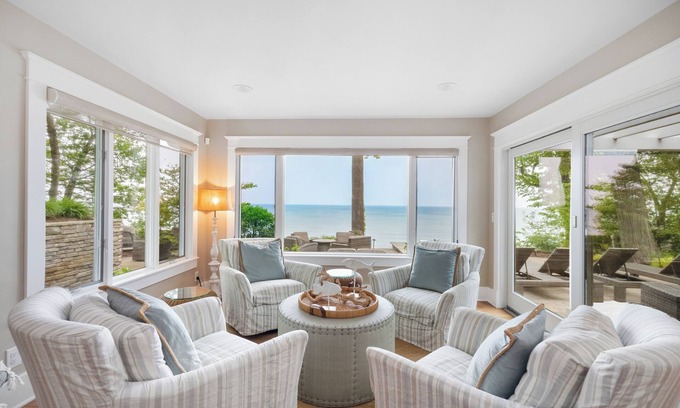 Lake Michigan Beach Casa | Juniper Presents: A Magnificent Lakefront Vacay Home w/ Private Beach