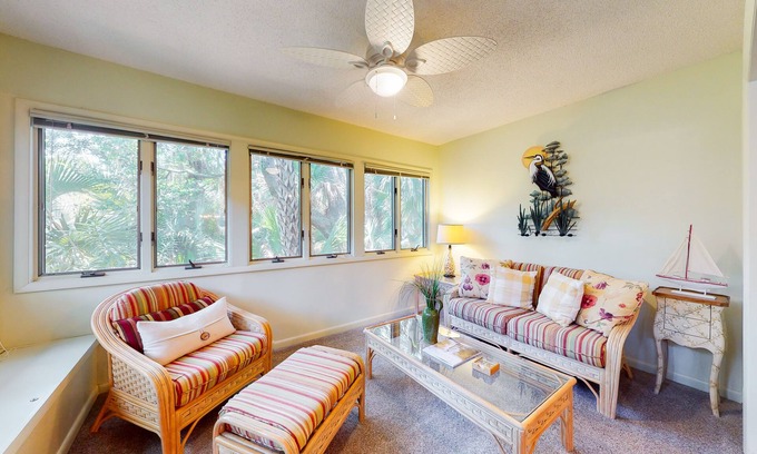 West Beach Cabaña | Kiawah Resort snowbird hideaway with AC, steps to beach, near golf & tennis