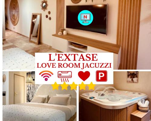 Puget-sur-Argens Apartamento | L'EXTASE - LOVE ROOM - Jacuzzi privé & Terrasse - Parking et Wifi Gratuit - Elégance & Confort - Une expérience Détente et Sensuelle à votre portée ! OFFRE SPÉCIALE