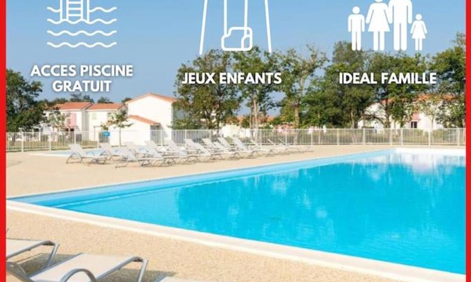 Bourgenay Casa | "LA BLEUE DES SABLES" Maison 8 personnes, dans village vacances, avec piscine accès gratuit