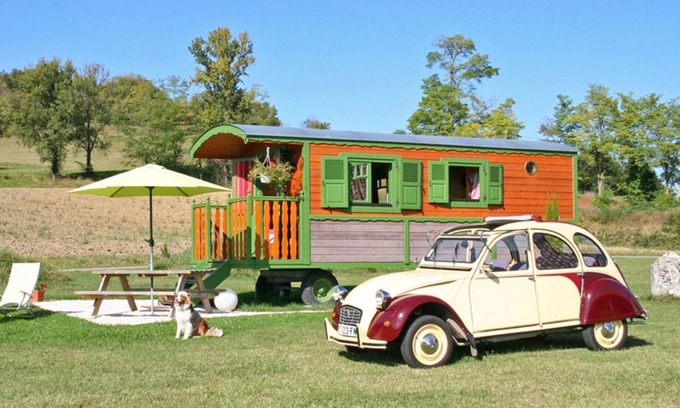 Roquecor Cabaña | LA ROULOTTE DE ROQUECOR - GITES GRAND PRE! - CON PISCINA - QUERCY SUROESTE