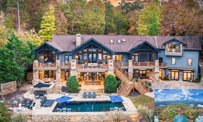 Blue Ridge Cabina | Aug Special Lake Front Dock Pool Theater Gym