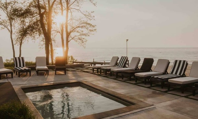 Fennville Casa | Lake MI Luxe Home w/Sauna/Hot tub/Game room/Views