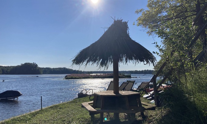 Newaygo Cabaña | Lakefront Cottage with Private Beach, Sleeps 14