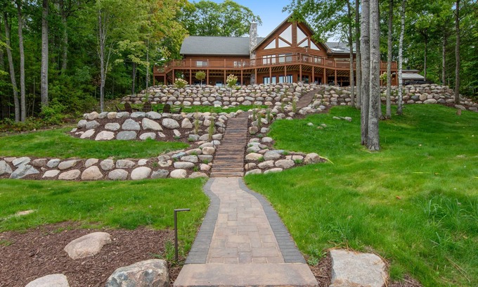 Lac du Flambeau Casa | Lakefront estate with 3-story chalet & guest house - hot tub, game room, and gym