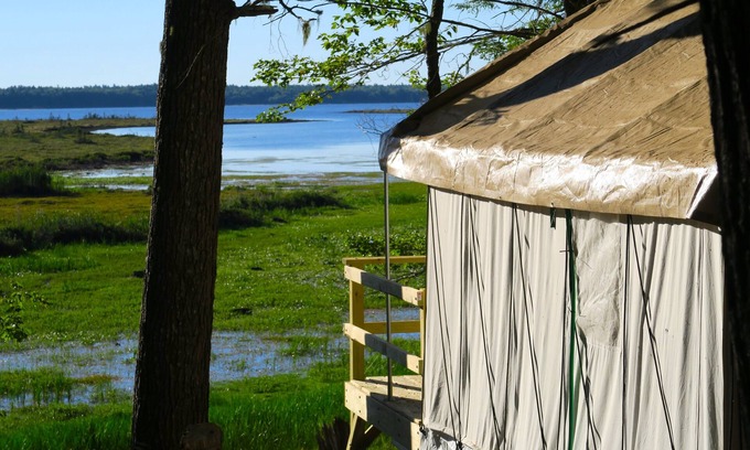 Mariaville Cabina | Lakefront Glamping Tent w/ensuite bathroom, King Bed, Fabulous View, near Acadia
