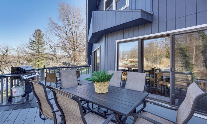 Gravois Mills Casa | Lakefront Home w/ Dock & Decks in Gravois Mills!