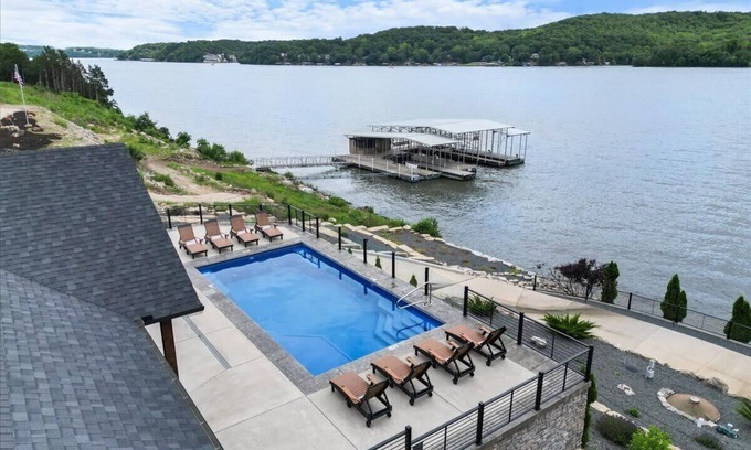 Sunrise Beach Casa | Lakefront Home with Private Pool and Dock! Close to the Cave with Huge Views!