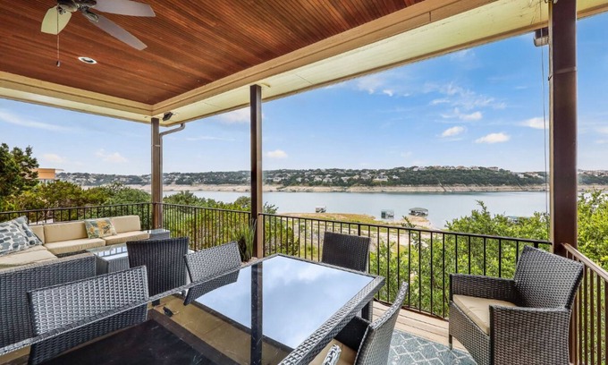 Point Venture Casa | Lakefront w gourmet kitchen, open living, multiple decks/patios, hot tub, dock