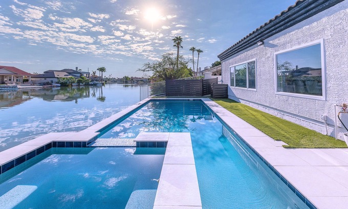 Val Vista Lakes Casa | Lakeside Luxe: Private Home in Gated Community with Heated Pool, Spa and More!