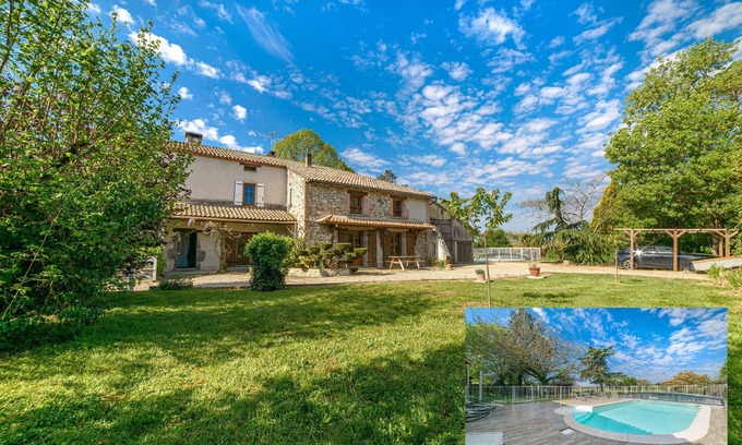 Feugarolles Casa | Casa de carácter grande, piscina y spa