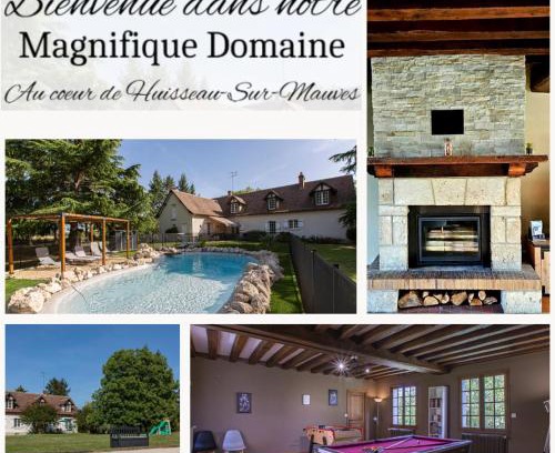 Huisseau-sur-Mauves Casa | Le Domaine de Baracas - Le Grand Gîte 4 étoiles - piscine-billard-baby-foot-cheminée - 14 personnes