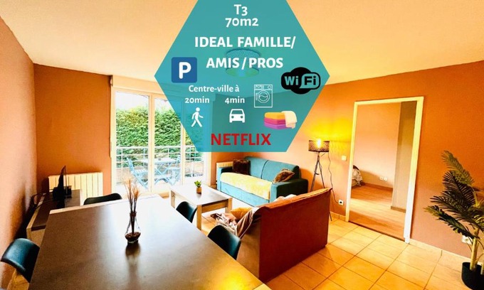 Bellegarde-sur-Valserine Apartamento | *Le Golden Blue* Magnifique T3 à 5min du centre avec parking gratuit