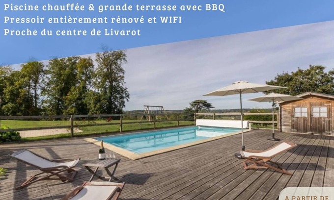 Livarot Casa | Le PRESSOIR DE NEUVILLE IN THE HEART OF THE PAYS D'AUGE WITH HEATED SWIMMING POOL