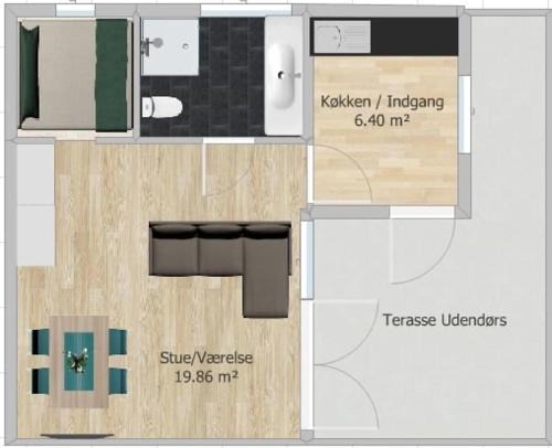 Broendy Strand Apartamento | Lejlighed med eget bad, køkken og terasse
