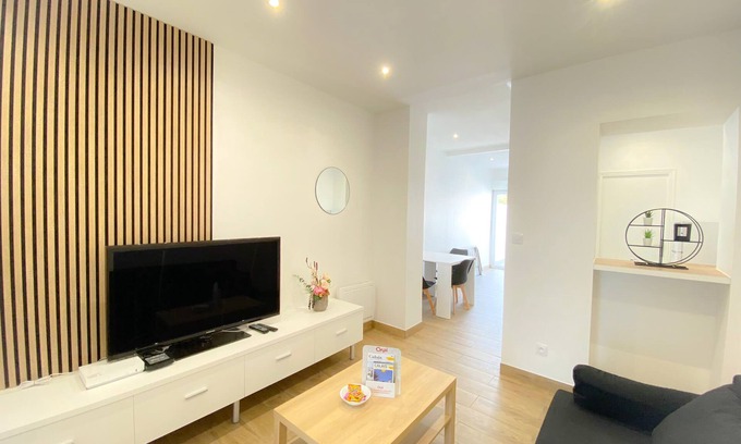 Bleriot-Plage Apartamento | Les Dunes 1-Apartamento-Baño con bañera