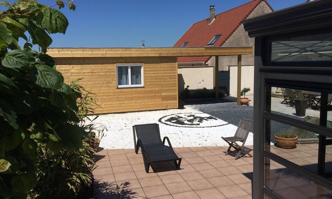 Wimereux Chalet De Esquí | N°6-Chalet-Rural-Habitación con desagüe-Vista a la Piscina