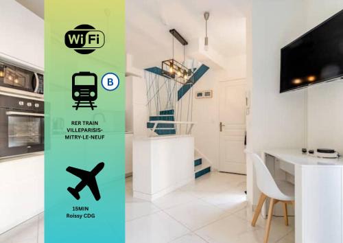 Villeparisis Apartamento | Location Professionnelle - Maison 2 à 4 personnes proche Disney-Astérix-CDG