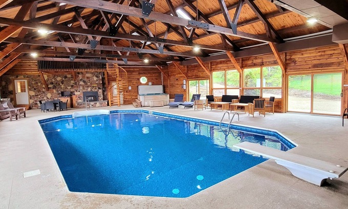Laporte Cabina | Lodge w/ INDOOR PRIVATE HEATED POOL + Hot Tub + Fire Pit + Pond, on 19 acres