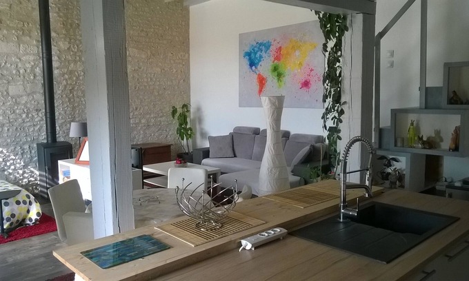 Rilly-sur-Vienne Casa | LOFT EN TOURAINE independiente de 70 m² para 4 personas en patio cerrado, visto desde