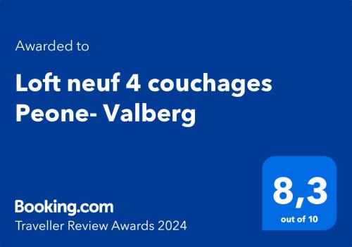 Peone Apartamento | Loft neuf 4 couchages Peone- Valberg