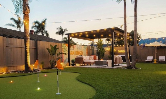 Bay Ho Casa | Luxe Backyard Retreat Near Beach: Hot Tub, Mini-Golf, Fire Pit, BBQ, Playground