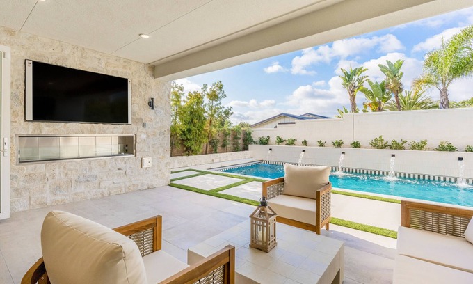 Olde Carlsbad Casa | Luxe home near the beach with a pool, grill, office, gourmet kitchen, W/D, & AC