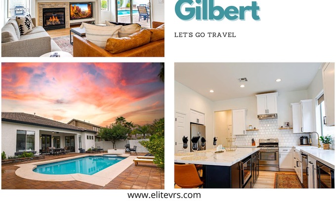 Seville Casa | Luxurious Palms Gilbert! Heated Pool/Spa! Sleeps 9! Dog Friendly.