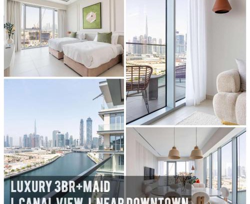 Al Safa Apartamento | Luxury 3BR & Maid - Canal View - Near Downtown