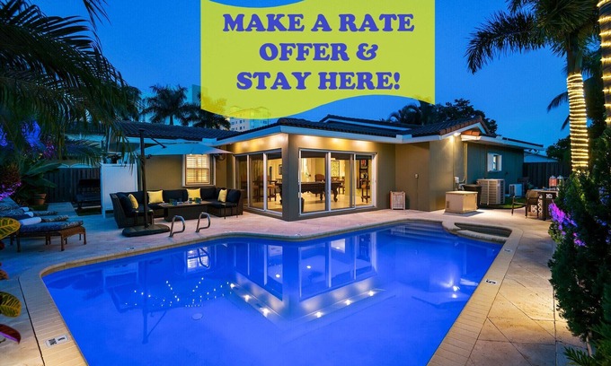 Pompano Isles Casa | Luxury 4 Bedroom Pool Home Just Steps Away from Private Beach! Billiards~Ping Pong~Near The Action!