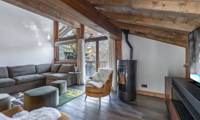 Le Praz Apartamento | Apartamento de lujo cerca de las pistas con acceso a spa y parking