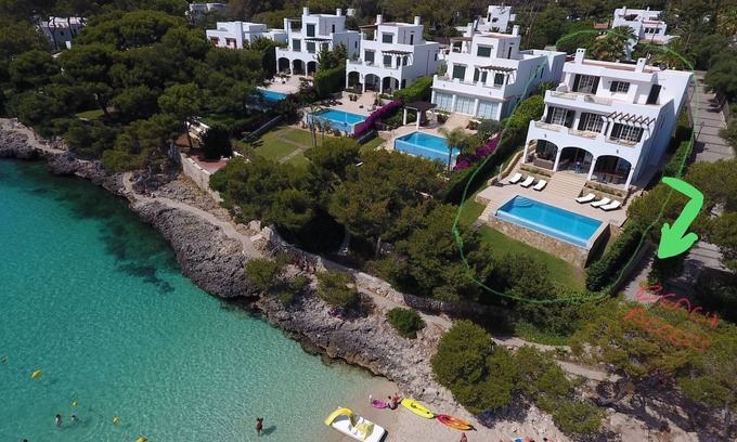 Cala d'Or Casa | Villa de lujo frente al mar, justo en la playa, a 20 m de la ciudad, piscina climatizada (abril-octubre)