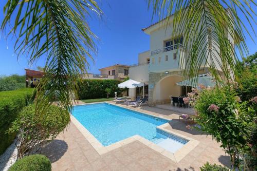 Pegeia Villa | Luxury Coral Bay Villa Villa Shanta 3 Bedroom Villa Distant Sea Views Central Resort Location