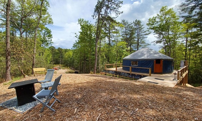 Lake Toxaway Casa | LUXURY GLAMPING YURT - view of devils courthouse on private 17 acres