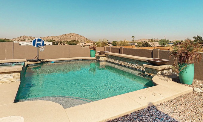 Estrella Mountain Ranch Casa | Luxury home with a pool, spa, fireplace, & private gas grill