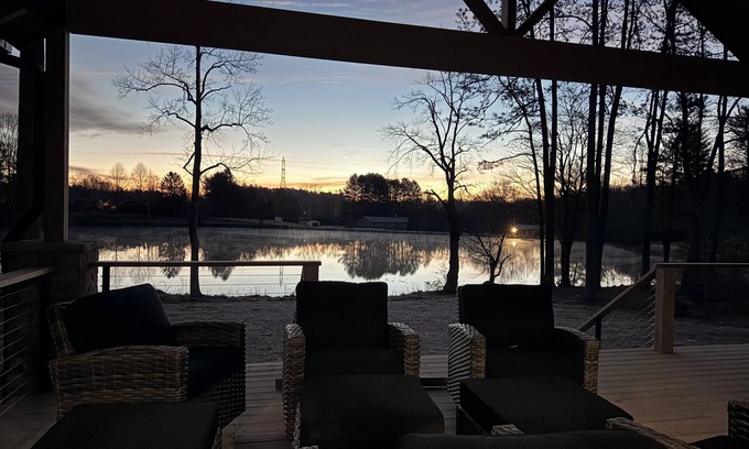 Mills River Casa | Luxury Lakefront Retreat 5BR Modern Escape Near Asheville