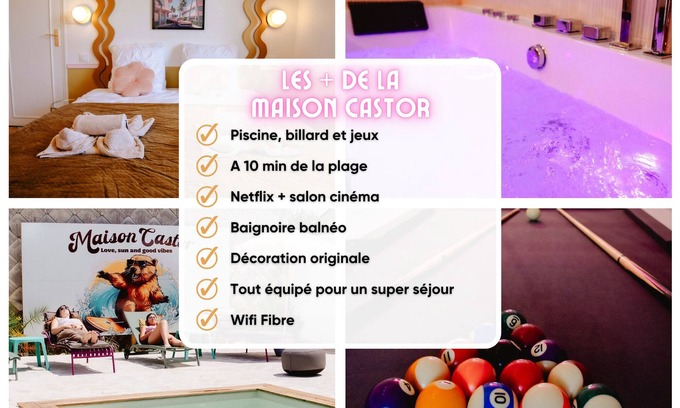 Mimizan Casa | *Maison Castor* Balneo, pool and billiards! 10 minutes from the ocean!