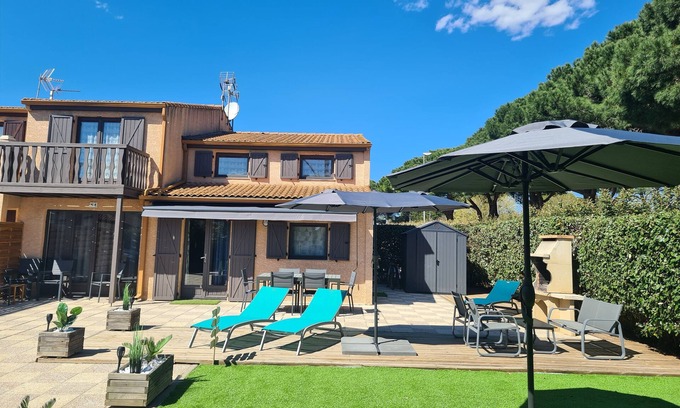 Portiragnes-Plage Casa | Maison Tout Confort 8 Personnes en Bord de Mer, Piscines Communes sur Place