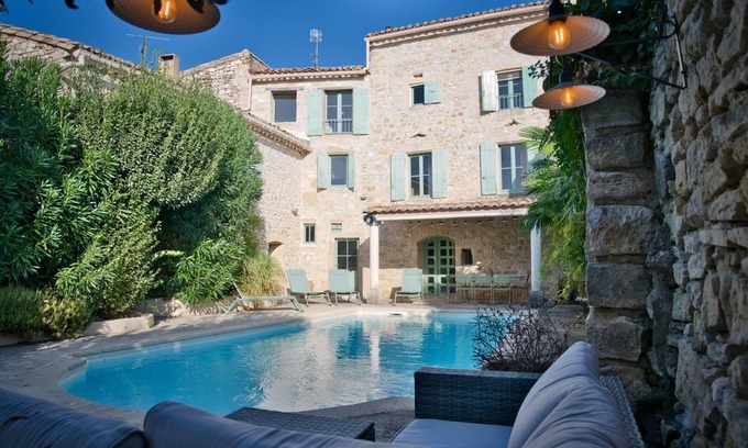 Collorgues Otro | Casa de piedra climatizada piscina 6 personas uzès pont du gard