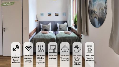 Sonnenberg Apartamento | mayhome - das STRANDLOFT schönes Studioapartment mit Balkon, Küche und Tiefgarage - Sauna und Fitness direkt nebenan