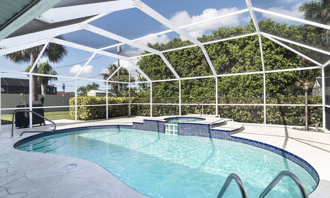 Bonita Springs Casa | Mid Century Home with Heated Pool + Spa