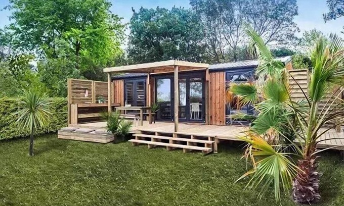 Torreilles-Plage Casa | Mobil-home | Ultimate | 2 Ch. | 4 pers. | Raised terrace with tropical shower | A/C | TV