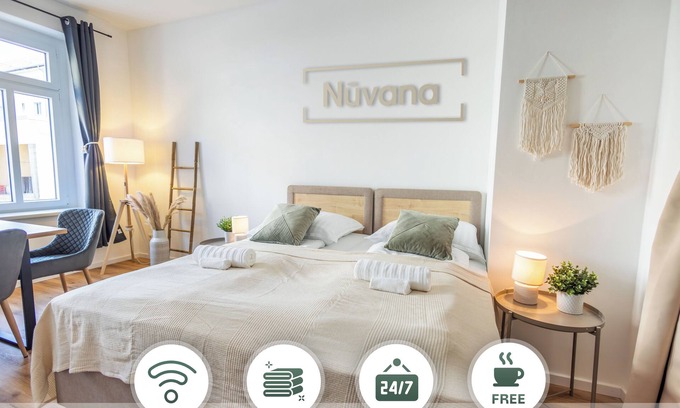 Gohlis-Mitte Apartamento | Modern 3-Room Apartment with Balcony | Kitchen, WiFi, Bathroom