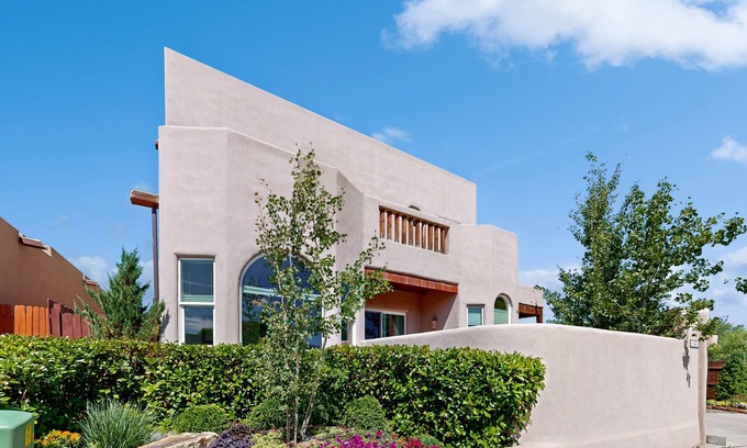 Southside Casa | Modern Adobe Home w/ Mountain-View Balcony, Short Drive Downtown