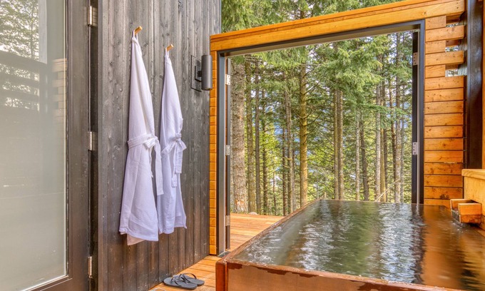 Stevenson Cabina | Modern cabin, views, geothermal hot tub, indoor steam sauna & deck