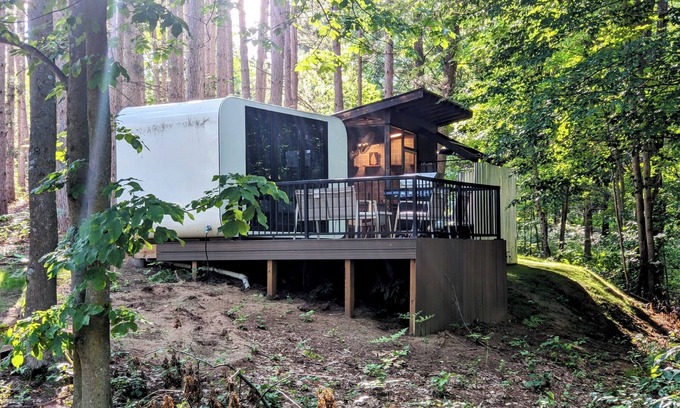 Sears Cabina | Modern, Hidden Gem Tiny House, Wood-Fired Hot Tub & Outdoor Screened-In Kitchen