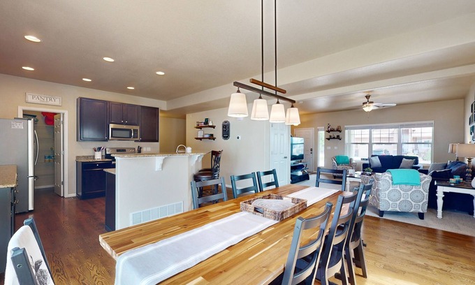 Fountain Casa | Modern home with fenced yard, firepit, foosball & WFH desks