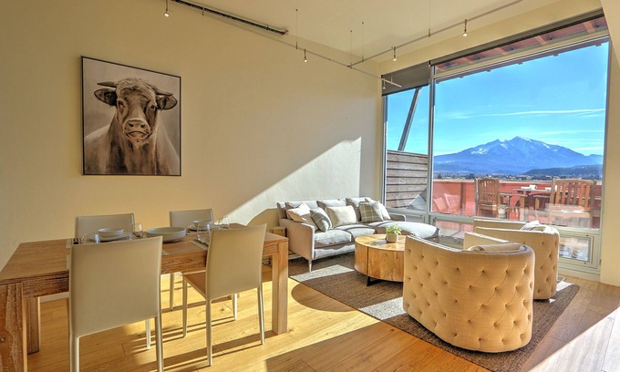 Dolores Lofts Condominio | Modern Industrial Loft w/ Spectacular Sopris Views, Fireplace, Central Location!